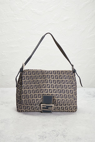 FWRD Renew Fendi Zucchino Mama Baguette Shoulder Bag in Black