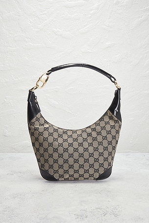 FWRD Renew Gucci Clasp Hobo Bag in Grey