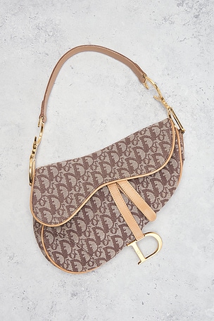 FWRD Renew Dior Saddle Bag in Beige