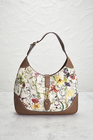 FWRD Renew Gucci Jackie Flora Hobo Bag in Multi in Ivory
