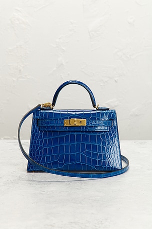 FWRD Renew Hermes Alligator Kelly 20 Handbag in Blue