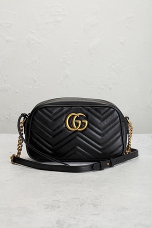 FWRD Renew Gucci GG Marmont Shoulder Bag in Black