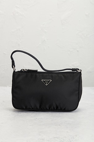 FWRD Renew Prada Tessuto Shoulder Bag in Black