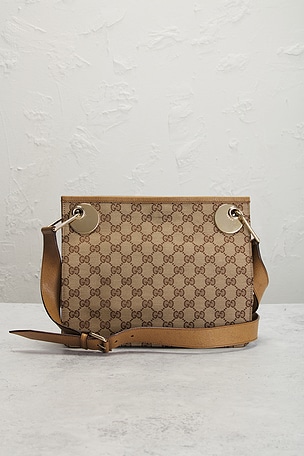 FWRD Renew Gucci Eclipse Messenger Bag in Beige