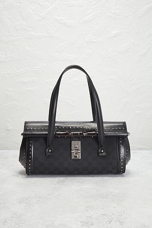 FWRD Renew Gucci Bamboo Bullet Handbag in Black