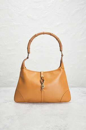 FWRD Renew Gucci Bamboo Jackie Shoulder Bag in Tan