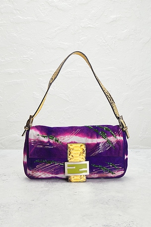 FWRD Renew Fendi Satin Baguette Shoulder Bag in Purple