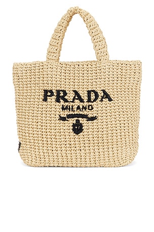 Prada Raffia Logo Tote Bag FWRD Renew