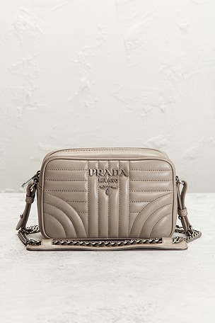 FWRD Renew Prada Diagramme Camera Bag in Grey