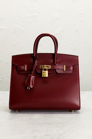 FWRD Renew Hermes Box Birkin 25 Sellier Handbag in Burgundy