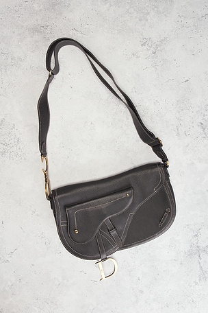 FWRD Renew Dior Vintage Double Baudrier Saddle Bag in Black