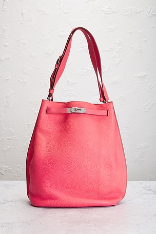 FWRD Renew Hermes Taurillon Clemence So Kelly 26 Shoulder Bag in Rose