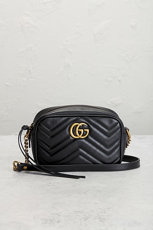 FWRD Renew Gucci GG Marmont Shoulder Bag in Black