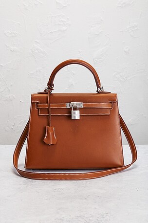 FWRD Renew Hermes Barenia Kelly 25 Handbag in Brown