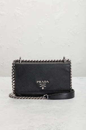 FWRD Renew Prada Saffiano Crossbody Bag in Black