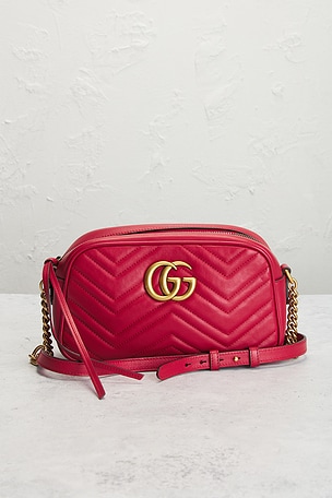 FWRD Renew Gucci Mini GG Marmont Shoulder Bag in Red