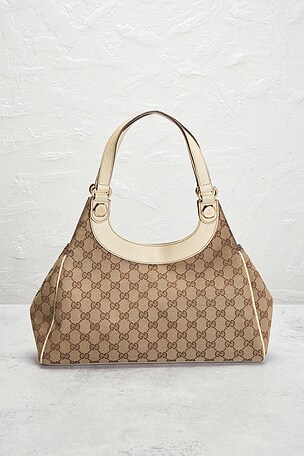 FWRD Renew Gucci Charmy Shoulder Bag in Beige