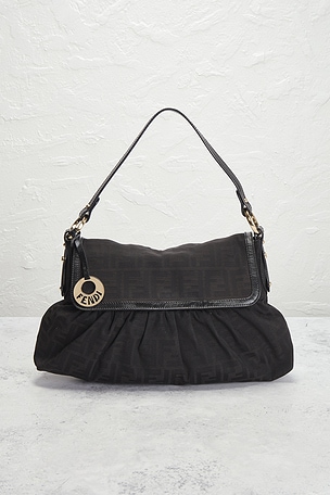 FWRD Renew Fendi Zucca Chef Shoulder Bag in Black