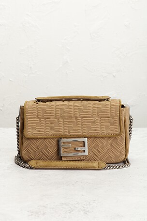 FWRD Renew Fendi X SKIMS Midi Chain Baguette Shoulder Bag in Beige