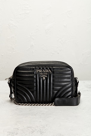 FWRD Renew Prada Diagramme Camera Bag in Black