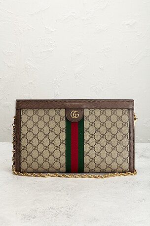 FWRD Renew Gucci Ophidia Shoulder Bag in Beige
