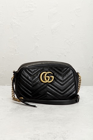 FWRD Renew Gucci GG Marmont Shoulder Bag in Black