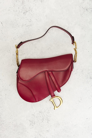FWRD Renew Dior Saddle Bag in Red