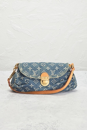 FWRD Renew Louis Vuitton Monogram Denim Mini Pleaty Shoulder Bag