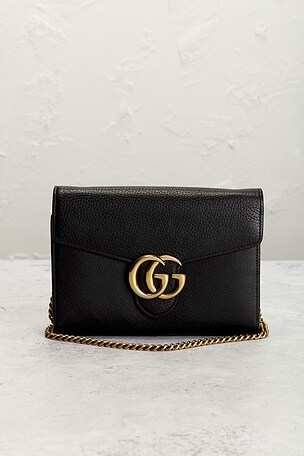 FWRD Renew Gucci GG Marmont Wallet On Chain in Black