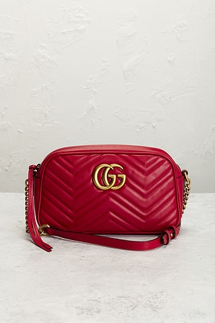FWRD Renew Gucci Mini GG Marmont Shoulder Bag in Red