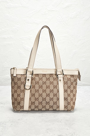 FWRD Renew Gucci Abbey Tote Bag in Beige