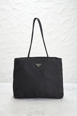 FWRD Renew Prada Nylon Tessuto Tote Bag in Black