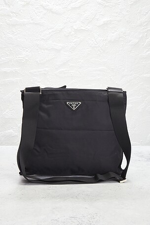 FWRD Renew Prada Tessuto Messenger Bag in Black