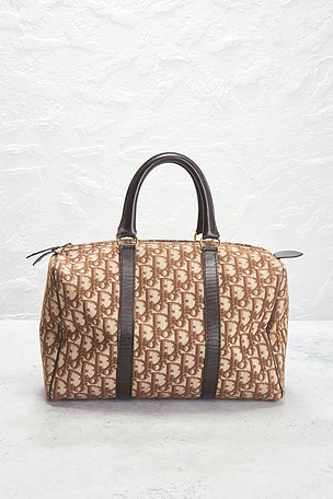 FWRD Renew Dior Trotter Mini Boston Bag in Brown