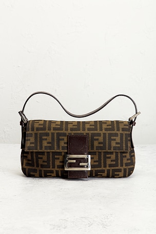 FWRD Renew Fendi Zucca Baguette Shoulder Bag in Brown