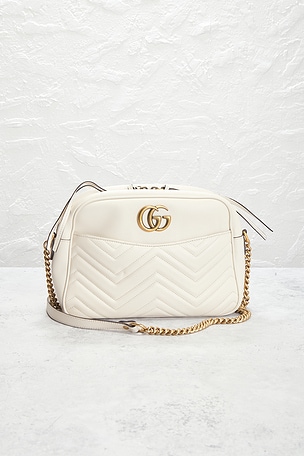 FWRD Renew Gucci GG Marmont Shoulder Bag in White