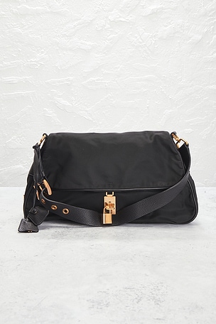 FWRD Renew Prada Tessuto Flap Shoulder Bag in Black