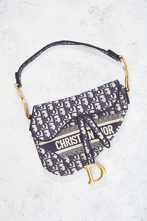 FWRD Renew Dior Saddle Bag in Blue