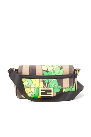 Fendi Nubuck Pequin Floral Baguette Shoulder Bag FWRD Renew