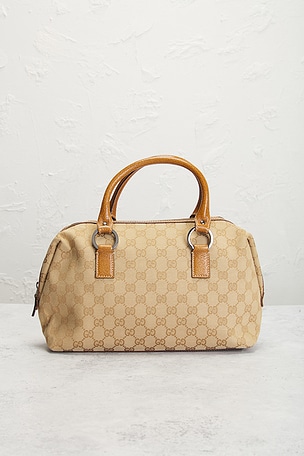 FWRD Renew Gucci Boston Bag in Beige