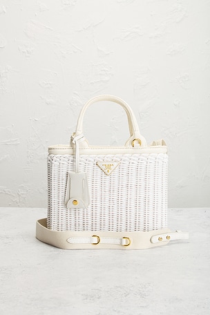 FWRD Renew Prada Wicker Basket Bag in White