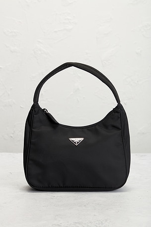 FWRD Renew Prada Tessuto Sport Hobo Bag in Black