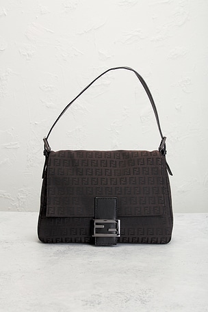 FWRD Renew Fendi Zucchino Mama Baguette Shoulder Bag in Brown