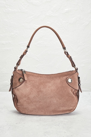 FWRD Renew Prada Vintage Suede Shoulder Bag in Pink