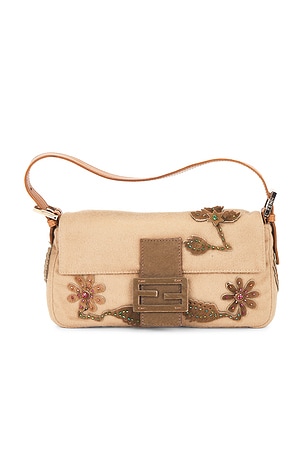 Fendi Flower Embroidered Baguette Shoulder Bag FWRD Renew
