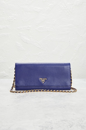 FWRD Renew Prada Vitello Wallet On Chain in Blue