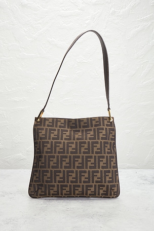FWRD Renew Fendi Zucca Shoulder Bag in Brown
