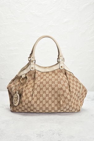 FWRD Renew Gucci Sukey Tote Bag in Beige