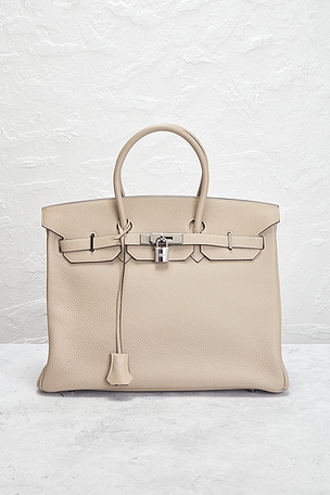 FWRD Renew Hermes Taurillon Clemence Birkin 35 Handbag in Beige