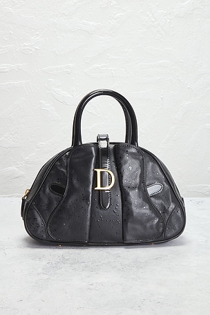 FWRD Renew Dior Mini Double Saddle Bowler Bag in Black
